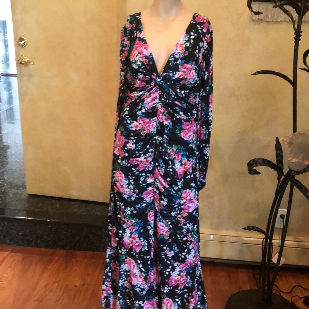 Guess Pink Ruched Plunge Gown